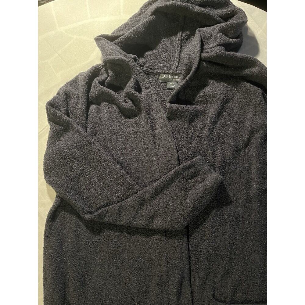 Barefoot Dreams Cardigan Cozychic Lite Size XS Open Front Hoodie Dk Gray Pockets